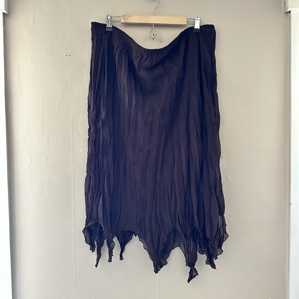 Studio 1940 Whimsigoth Midi Skirt Size 26/28W Brown Forest Fairy Pleated 4X Boho